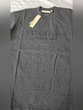 Fear of God Essentials Men's Gray Embroidered Logo Tee